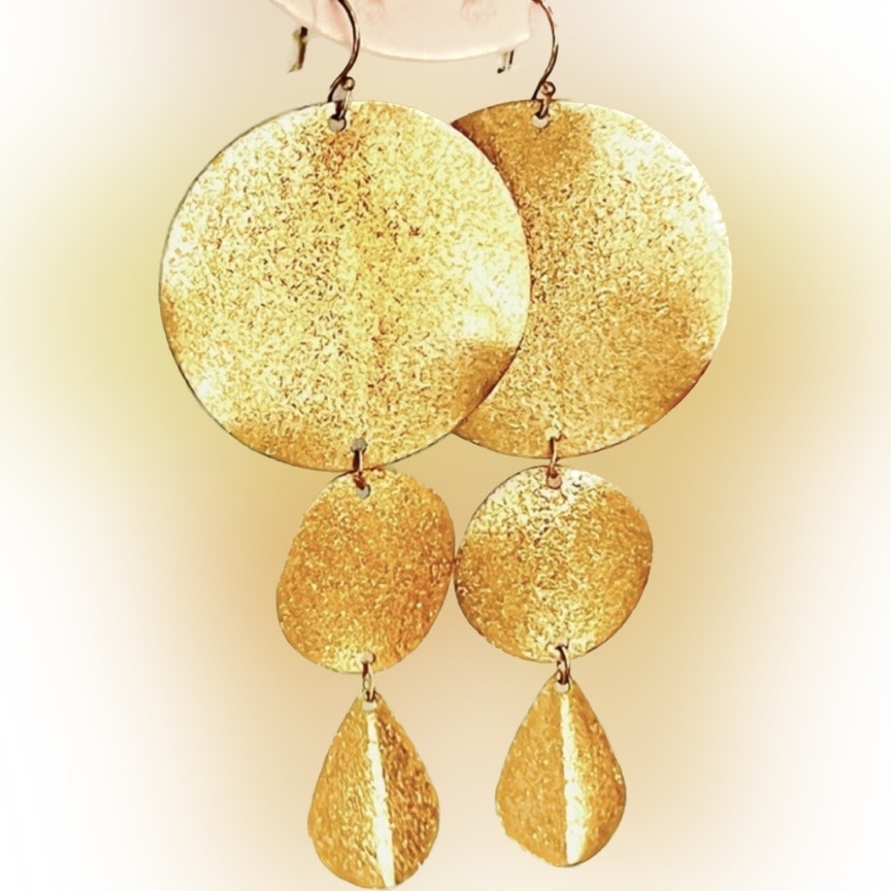 πΊπHPππΊ NWT Anthropologie Serefina Gold Disk Chandeliers - Picture 7 of 15